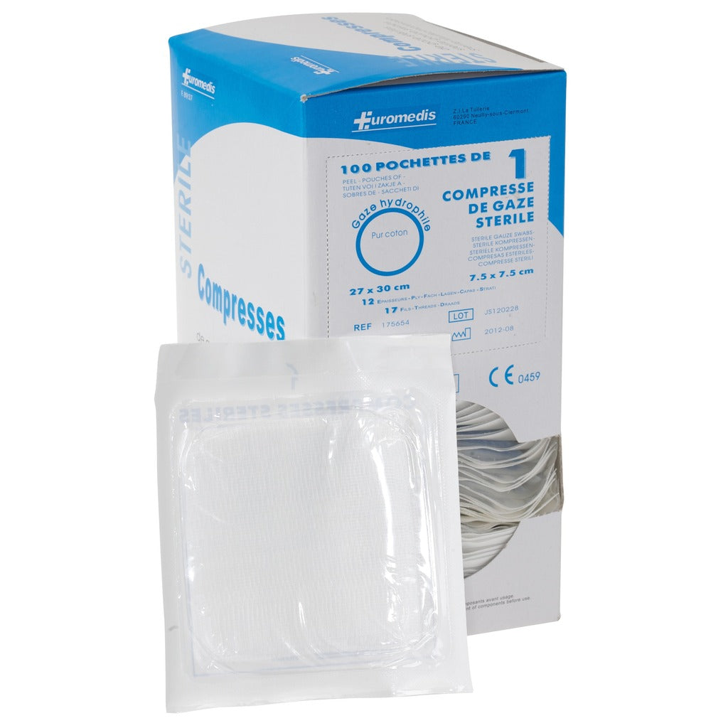 Compresses de gaze stériles par 100