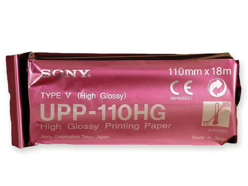 Papier thermique noir et blanc brillant Sony UPP-110 HG 110 mmx18m-Boîte de 10