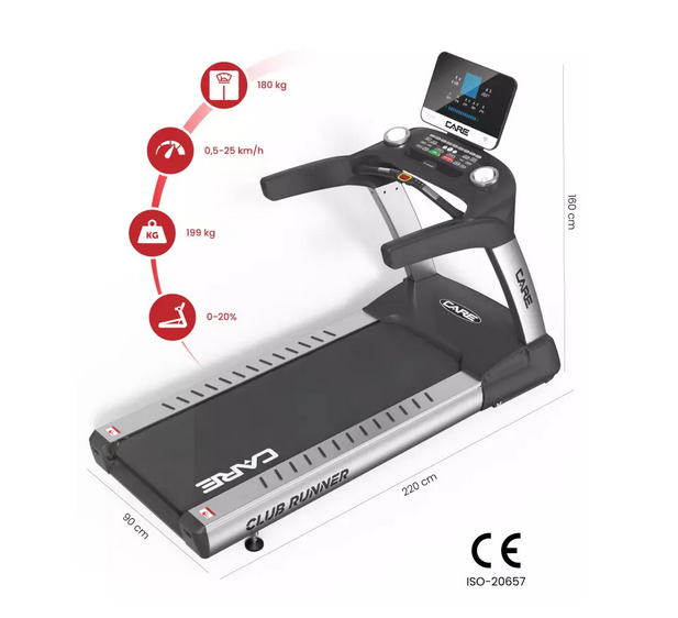 Tapis de course professionnel Club Runner 25 km/h - Care