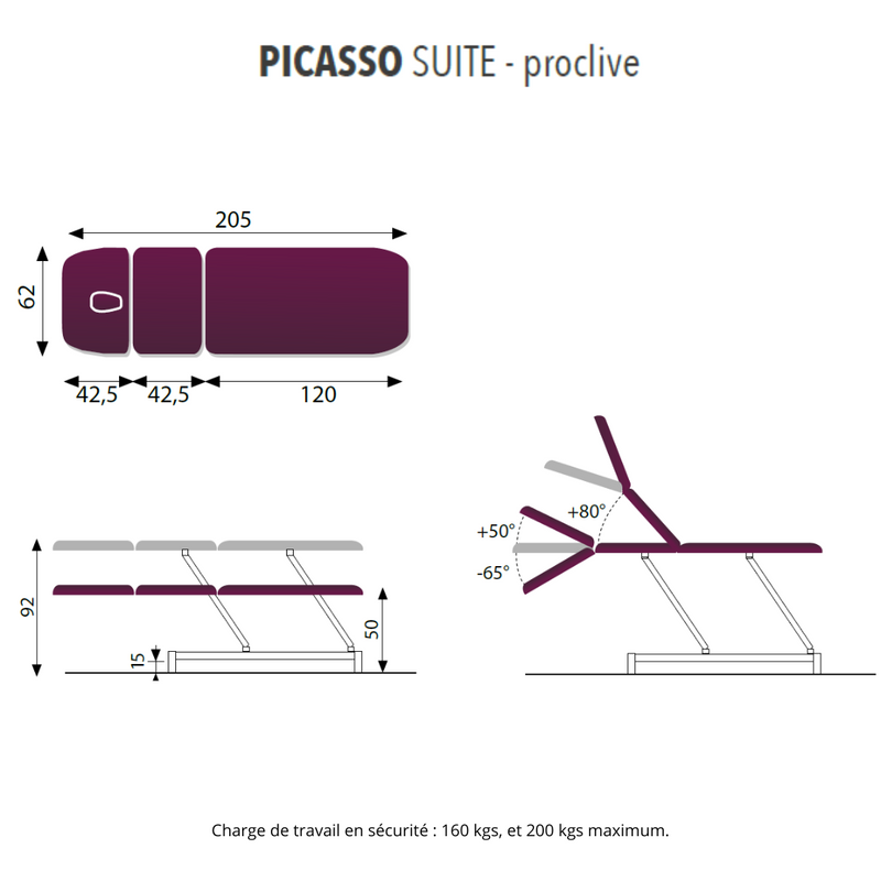Table de massage Picasso Suite à 3 plans
