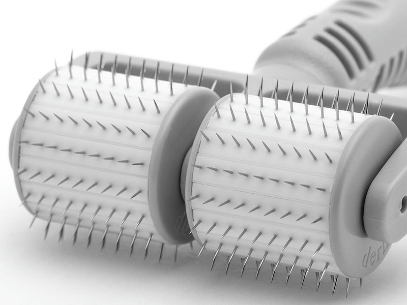 Dermaroller microneedling professionnel 18 rangées d’aiguilles avec profondeur de 2.5 mm
