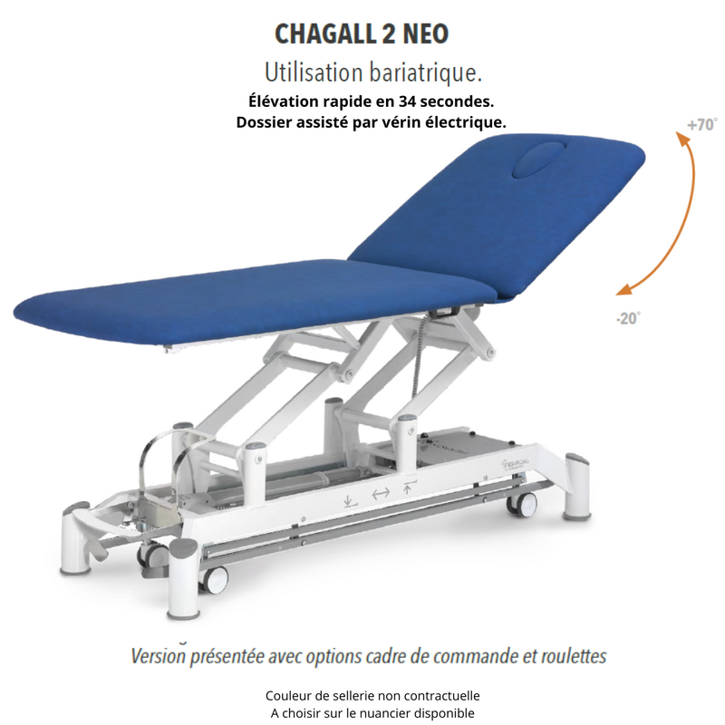 Table de massage CHAGALL NEO 2 plans - avec options - sellerie grise