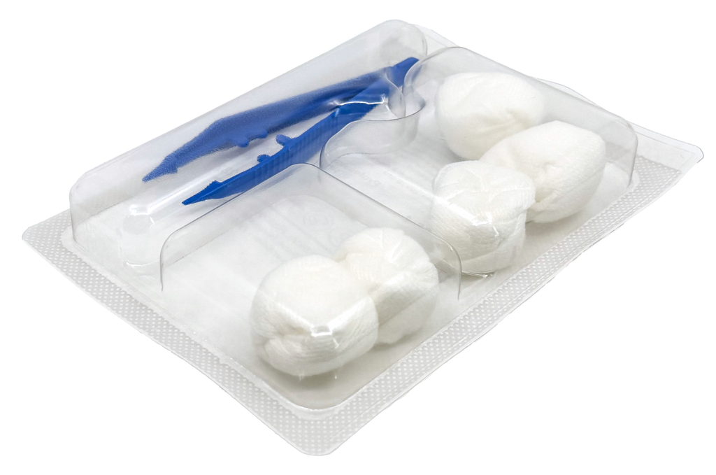 Set de pansement avec pince anatomique et boules non tissées - Carton de 5