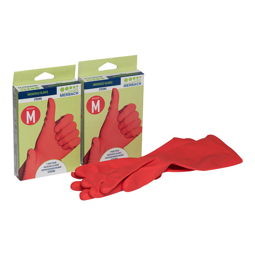 Gants de ménage Merbach en latex – Rouge - Taille S