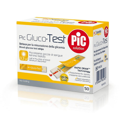 Bandelettes réactives pour lecteur de glycémie PIC Glucotest - 50 pièces