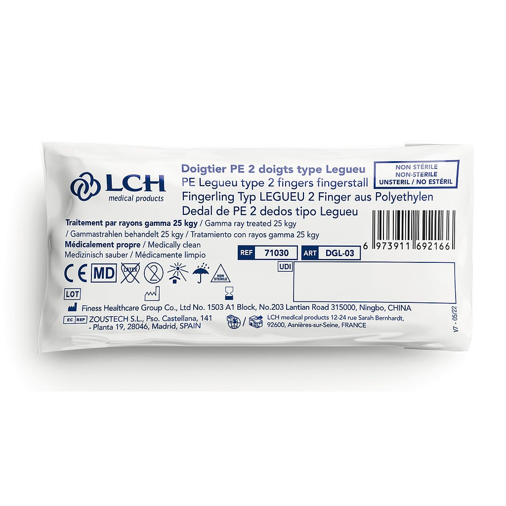 Doigtier de Legueu médicalement propre - Sachet de 100