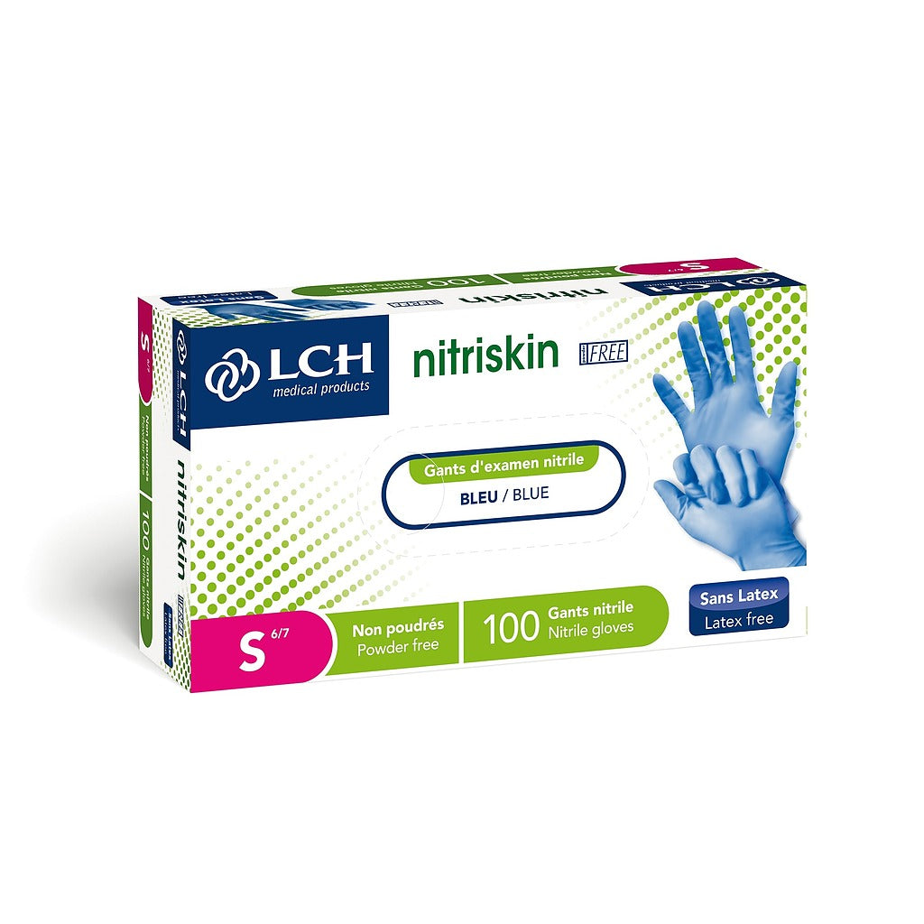 Gants Nitriskin Free en nitrile non poudrés - Bleu - Premium