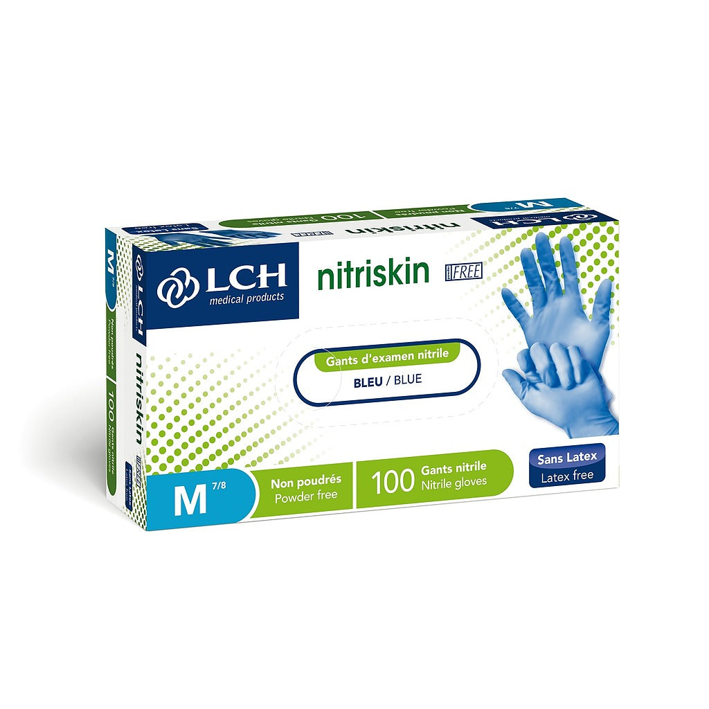 Gants Nitriskin Free en nitrile non poudrés - Bleu - Premium