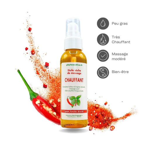 Huile sèche massage chauffant - Flacon de 250 ml