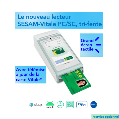 Lecteur de carte vitale PC/SC trifente et sans contact NFC et QR code PRIUM PRO +